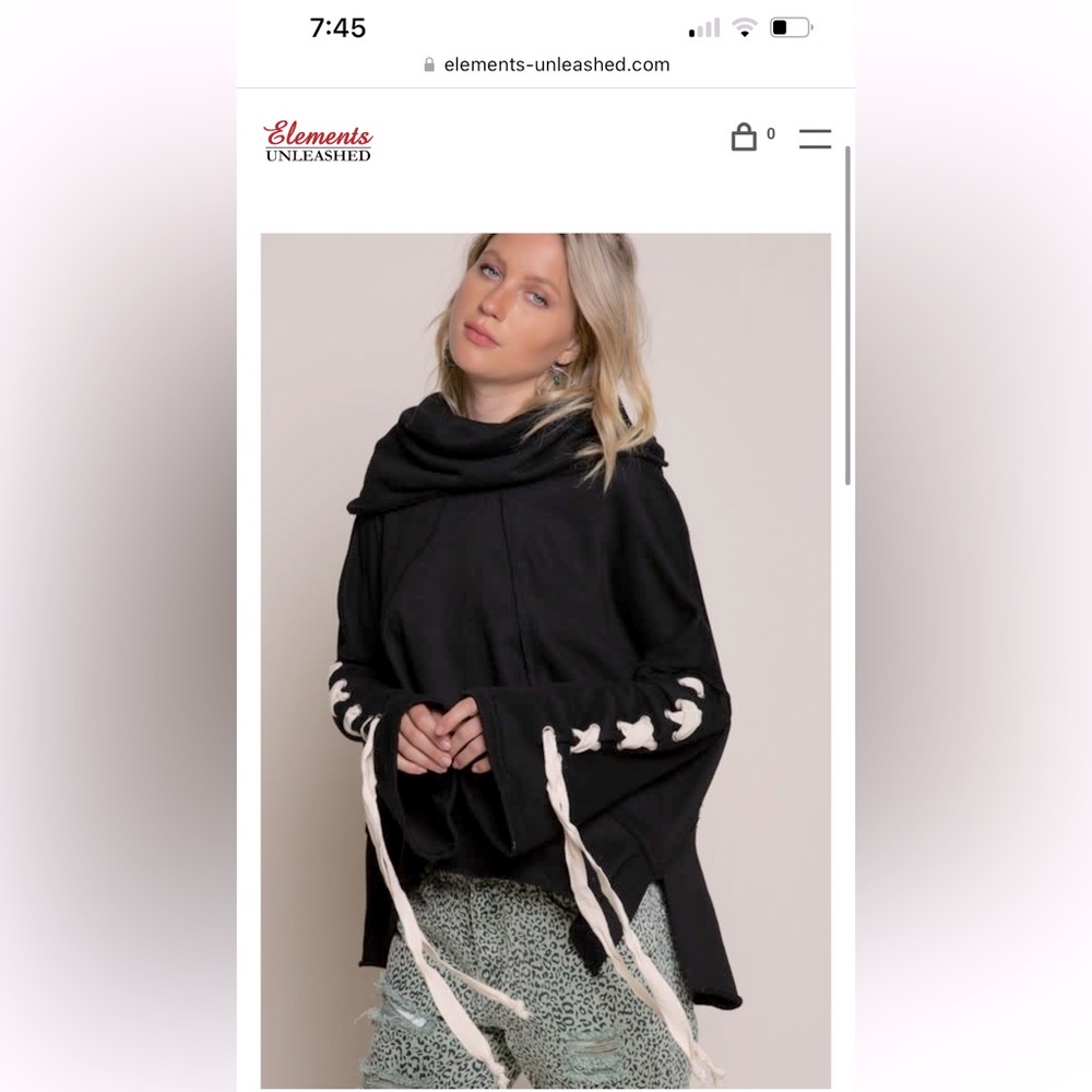 POL lace up bell sleeve hoodie